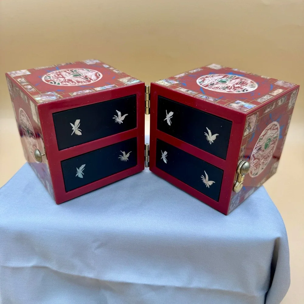 Vintage Korean Najeonchilgi Style Jewelry Box 4 Drawers Phoenix Mother of Pearl